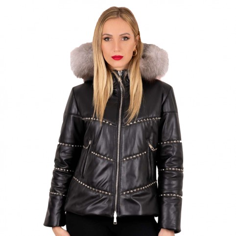 Blouson Capuche Cuir Agneau - MIRANDA