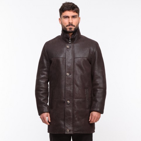 3/4 Agneau Lainé Laminé Marron - GALIANO