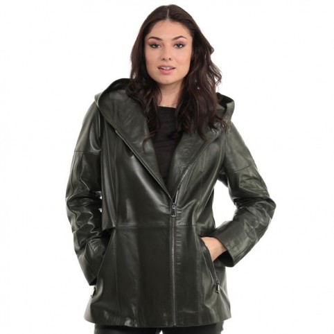 Veste Capuche Cuir Agneau Satiné - GENESIS